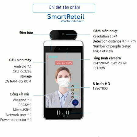 Ảnh 4 của Máy đo thân nhiệt nhận diện khuôn mặt, quét mã QR Code khai báo Y tế