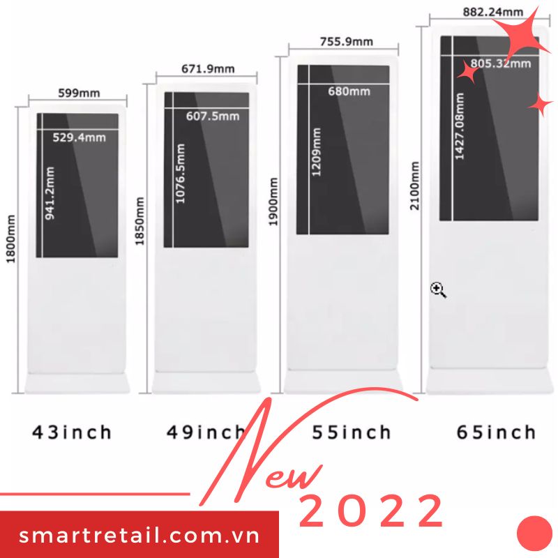Ảnh 9 của Màn hình quảng cáo chân đứng 50 Inch | Standee điện tử 50" | Màu trắng