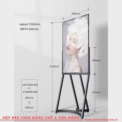 Ảnh 7 của Hộp đèn Led siêu mỏng chân đứng chữ A LA69 dễ dàng tháo lắp