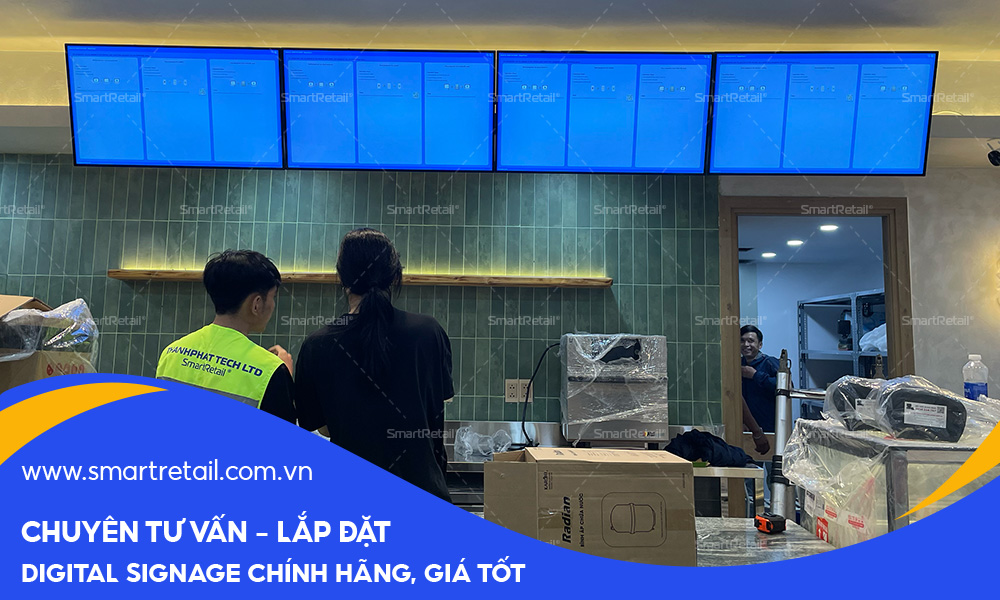 Lắp Màn Hình Quảng Cáo Digital Menu Board Tại Hala Coffee