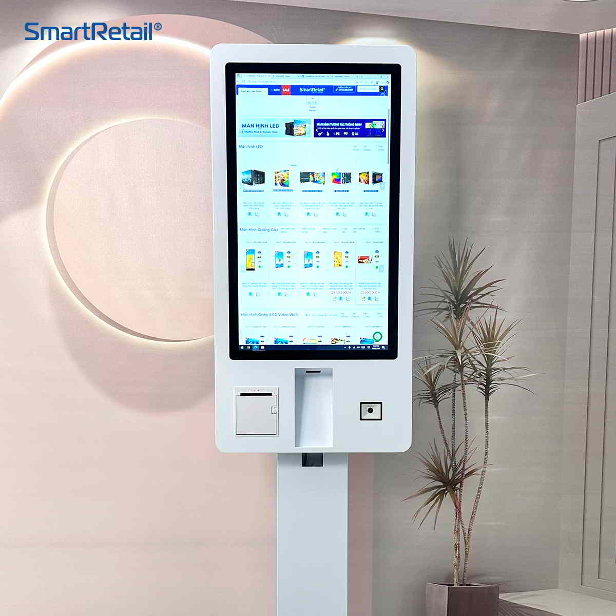 Máy Kiosk tự phục vụ đọc CCCD gắn chip | SmartID Kiosk 21.5 inch