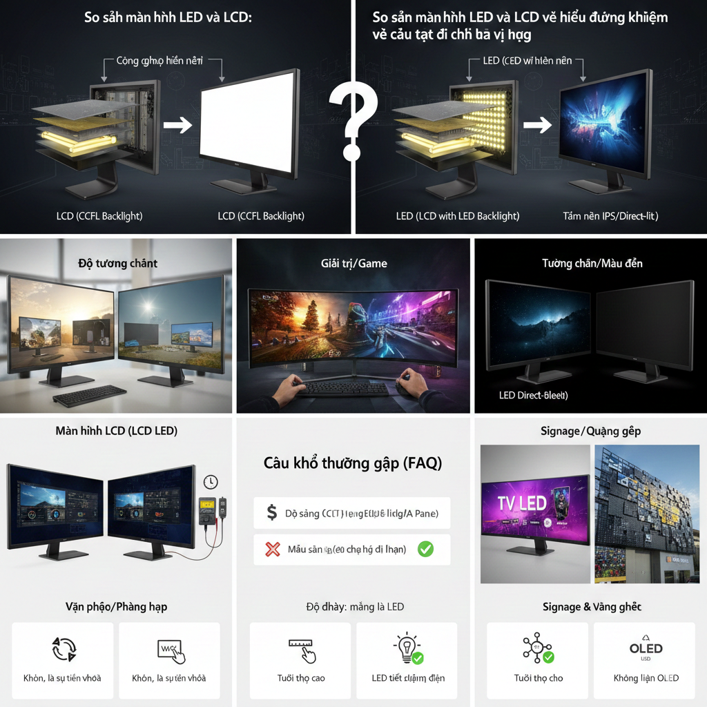 So sánh màn hình led và lcd: những yếu tố khác nhau ở đâu?