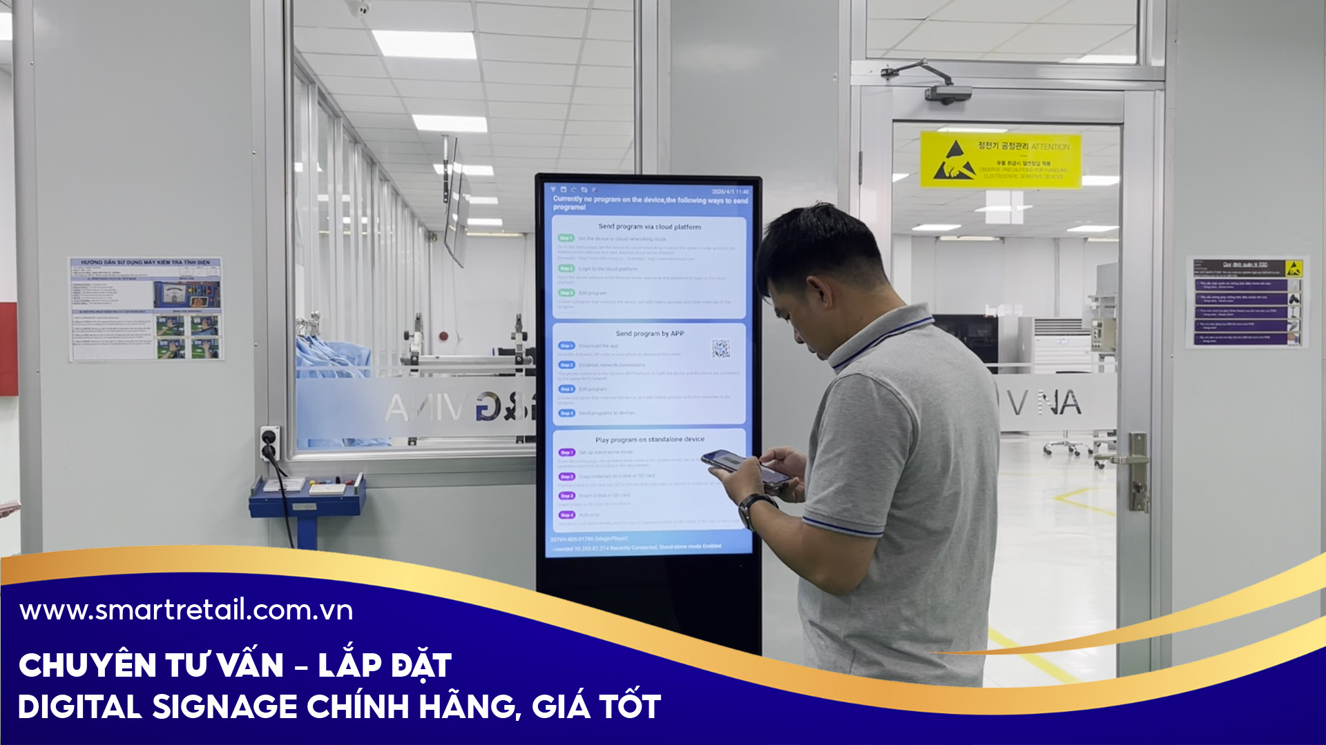 Dự án lắp đặt màn hình chân đứng 50 inch tại Gold And Global