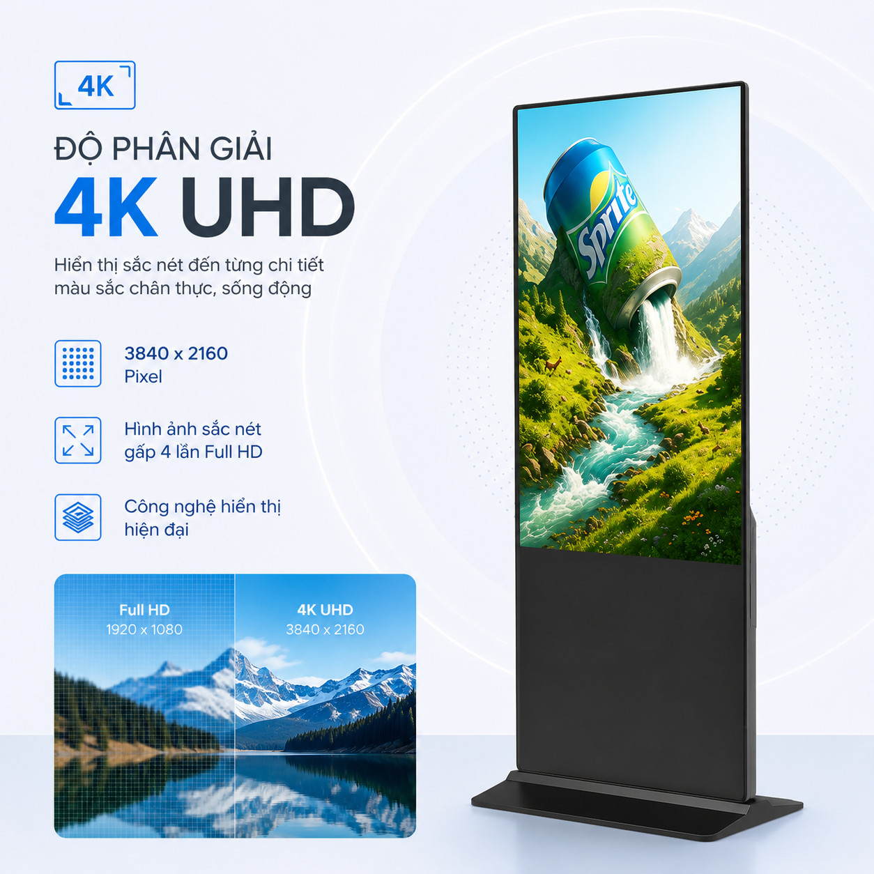 Ảnh 2 của Màn hình quảng cáo chân đứng 49 inch viền 2cm