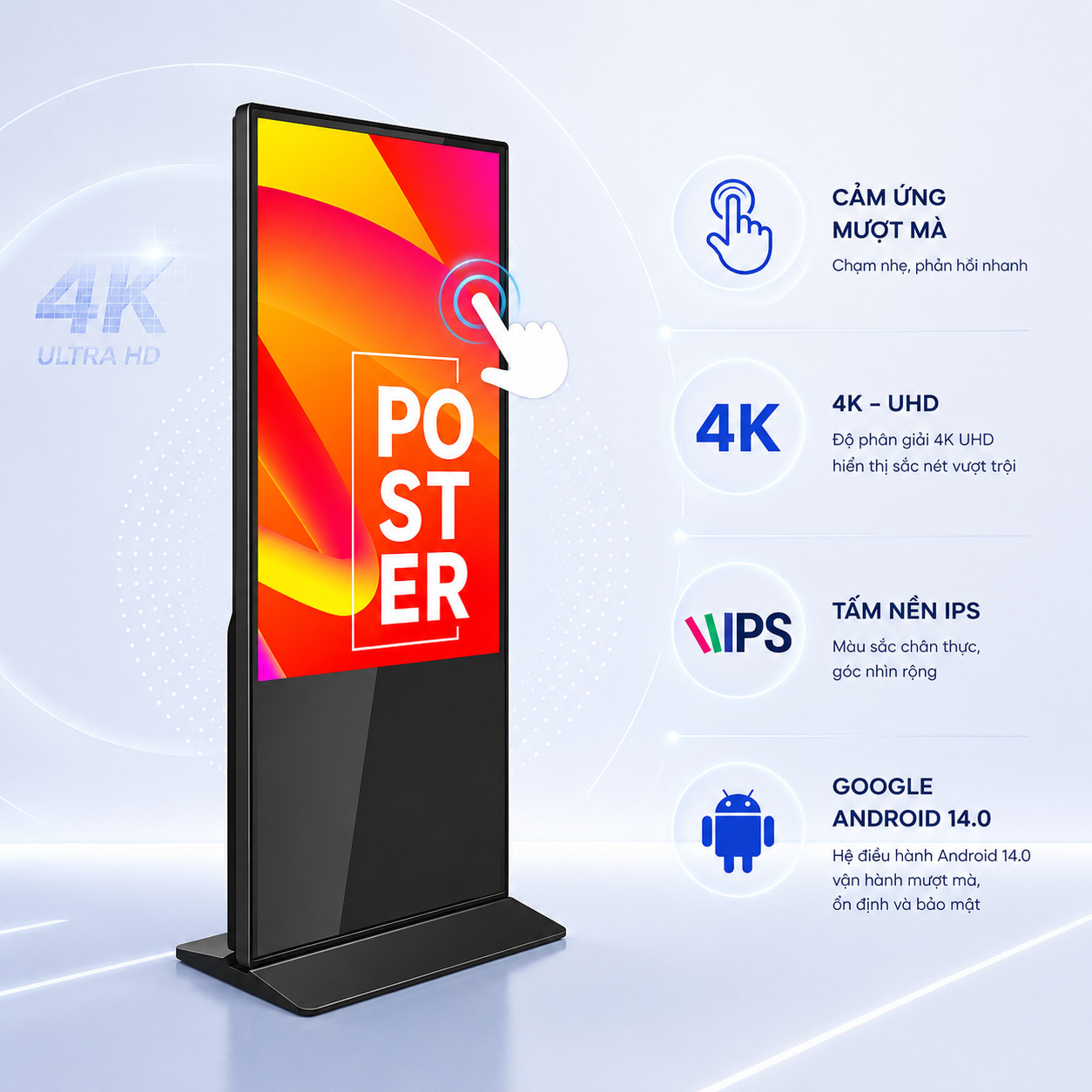 Ảnh 3 của Màn hình cảm ứng chân đứng 32 inch | Màn hình Standee Điện Tử
