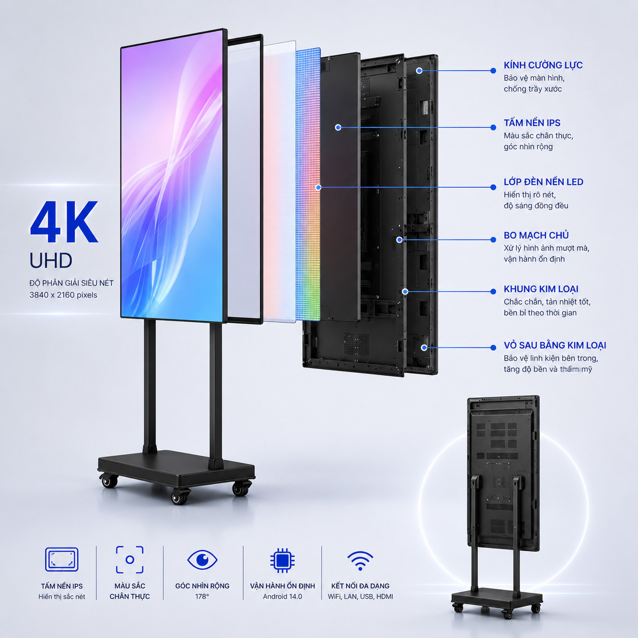 Ảnh 2 của Màn hình quảng cáo | Màn hình chân đứng 1000 nits 43 inch