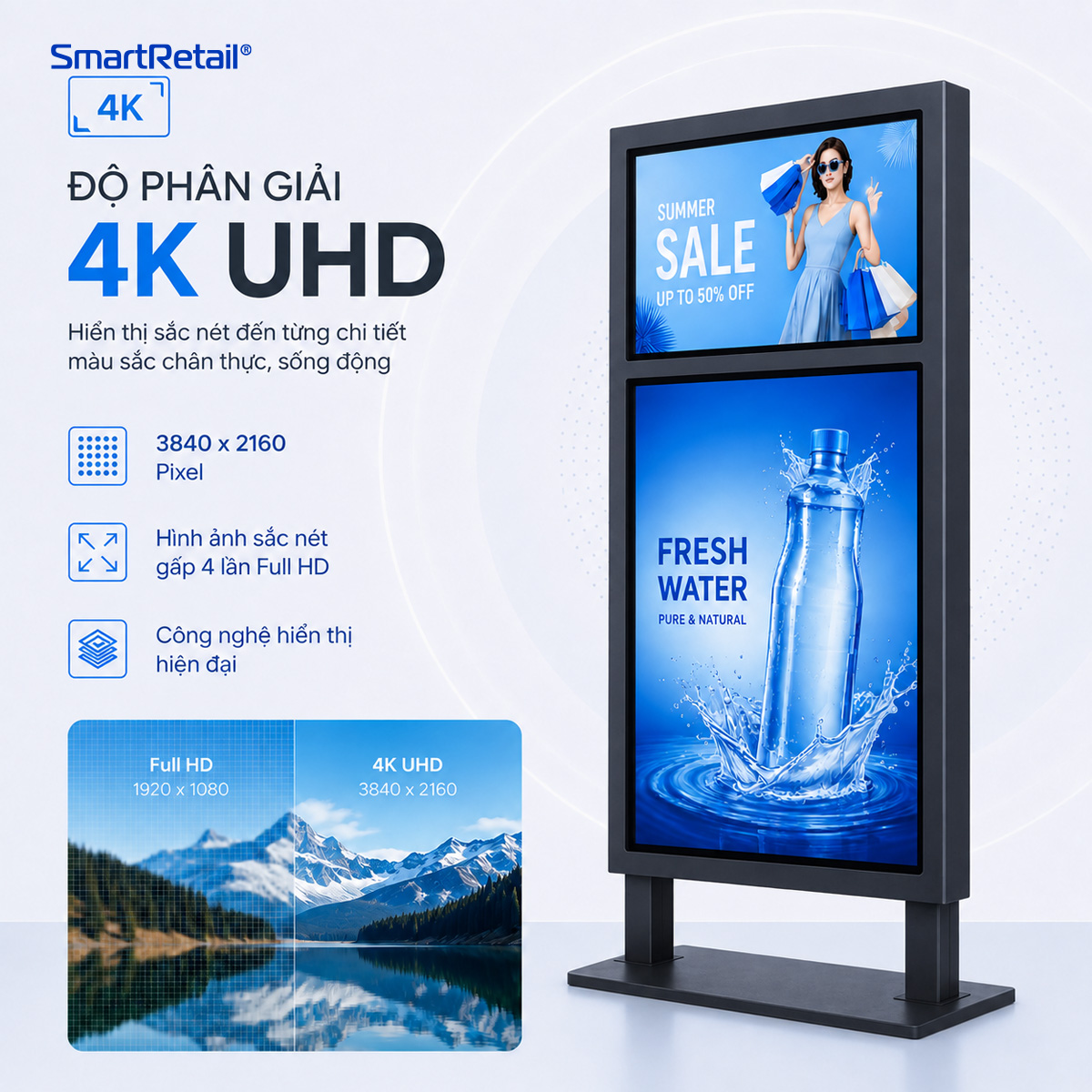 Ảnh 2 của Màn hình chân đứng ngoài trời 2 màn 43inch & 75inch 