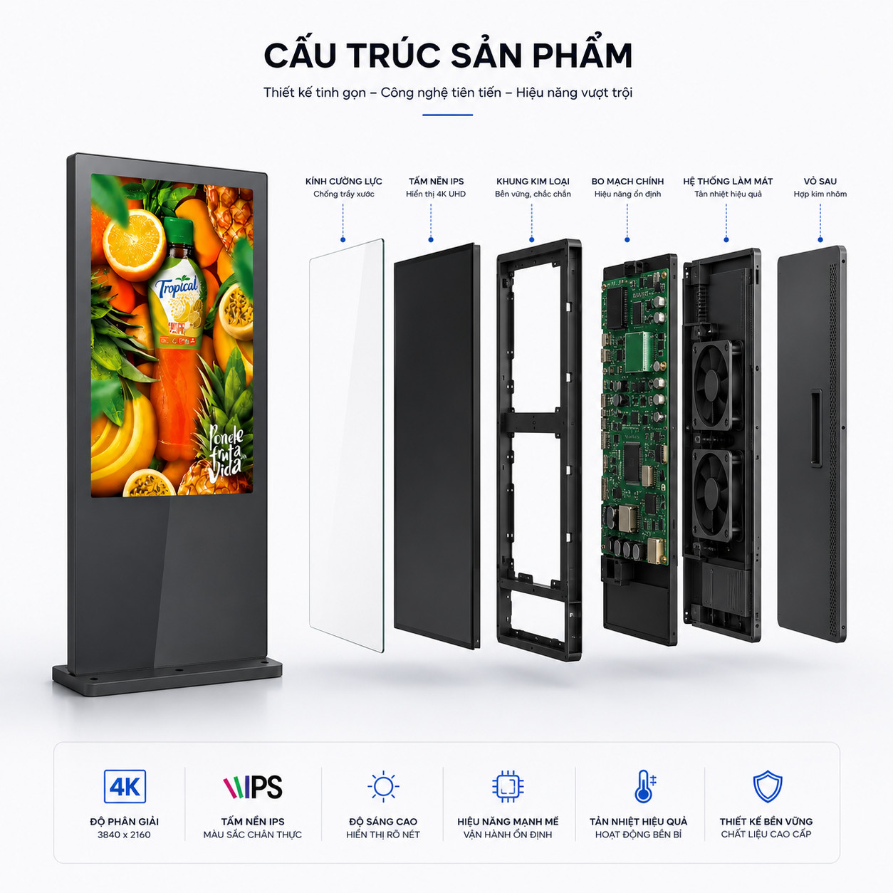 Ảnh 3 của Màn hình quảng cáo chân đứng ngoài trời 50 inch