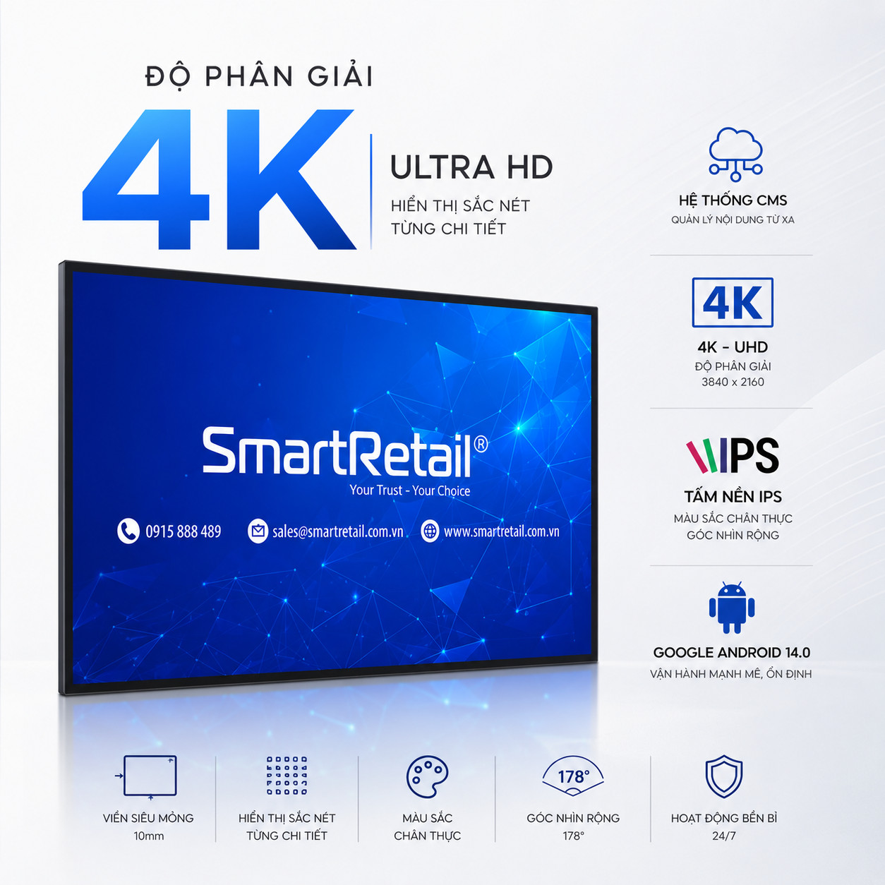 Ảnh 4 của Màn hình quảng cáo Digital Menu Board/ Màn hình 65inch viền 10mm