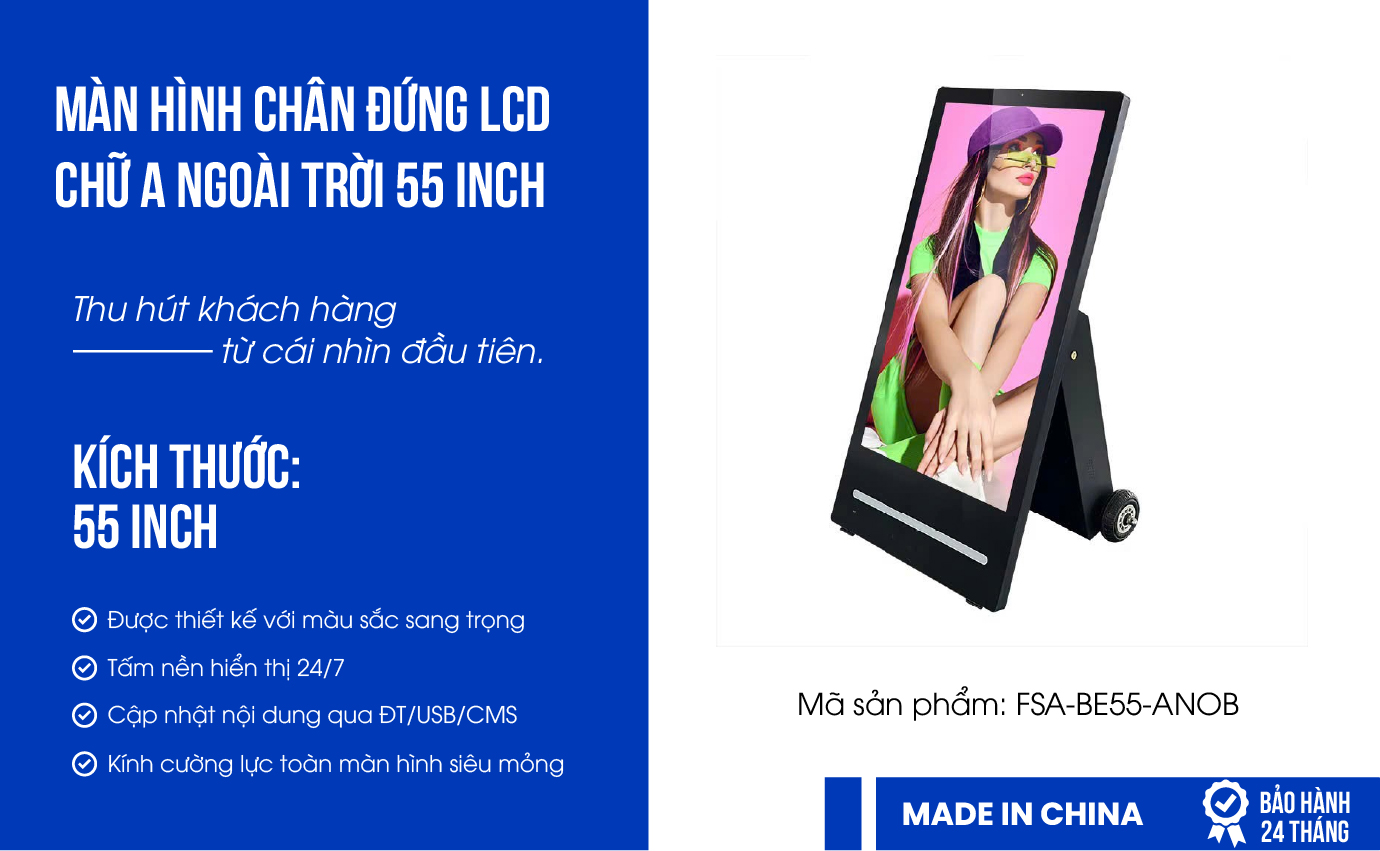 Màn hình chân đứng LCD chữ A ngoài trời 55 inch 
