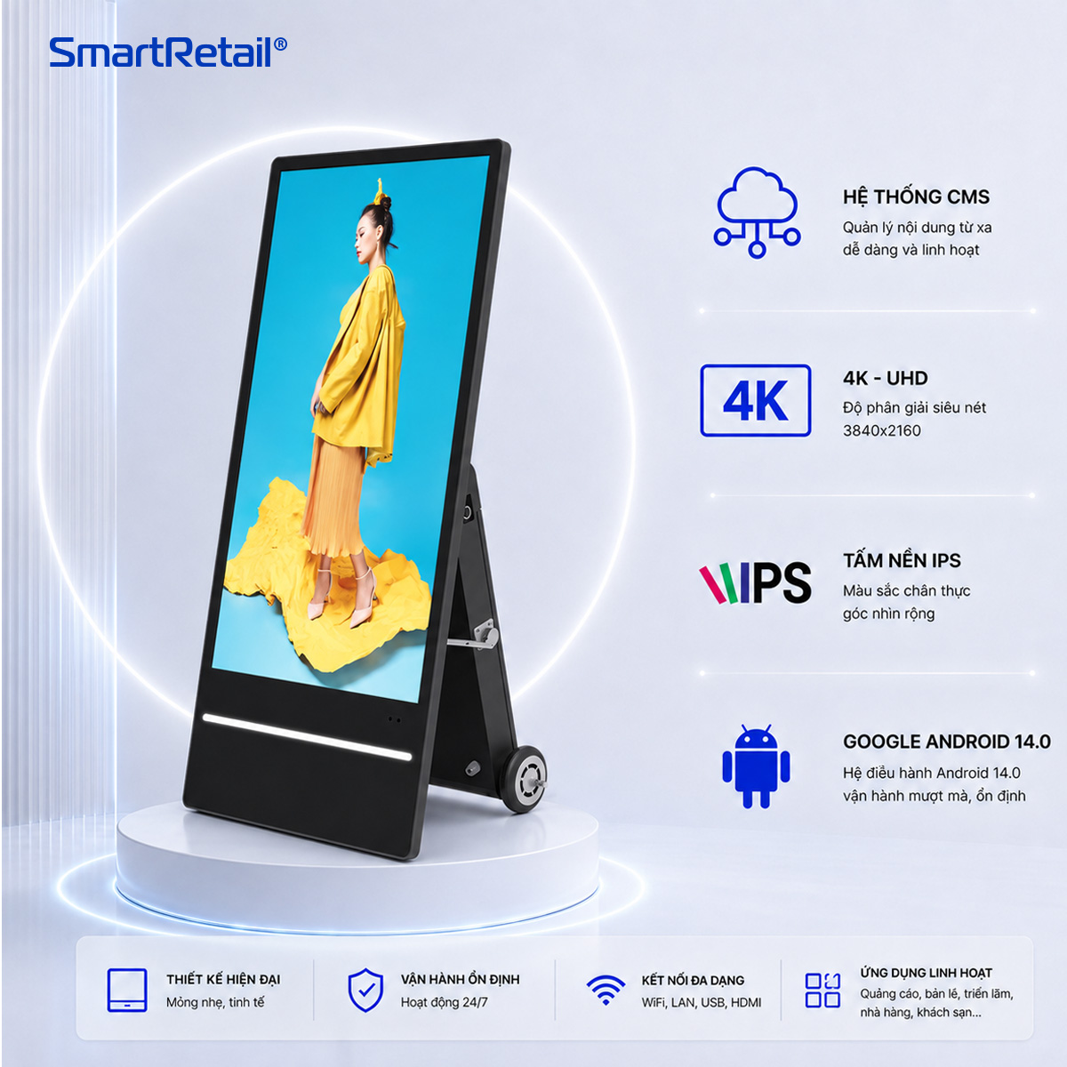 Ảnh 2 của Màn hình chân đứng LCD chữ A ngoài trời 55 inch 